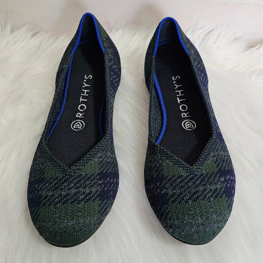 EUC Rothy's Women's Limited Edition The Flat Forest Tartan Round Toe Shoes 9 - Picture 2 of 9